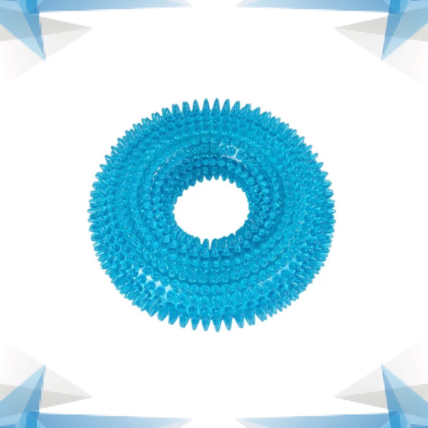 Woofy Squeaky Natural Rubber Dog Chew Toy, Tough Strong Teething Toy, Indestructible Boredom Spike Ring For Small & Large Breed 