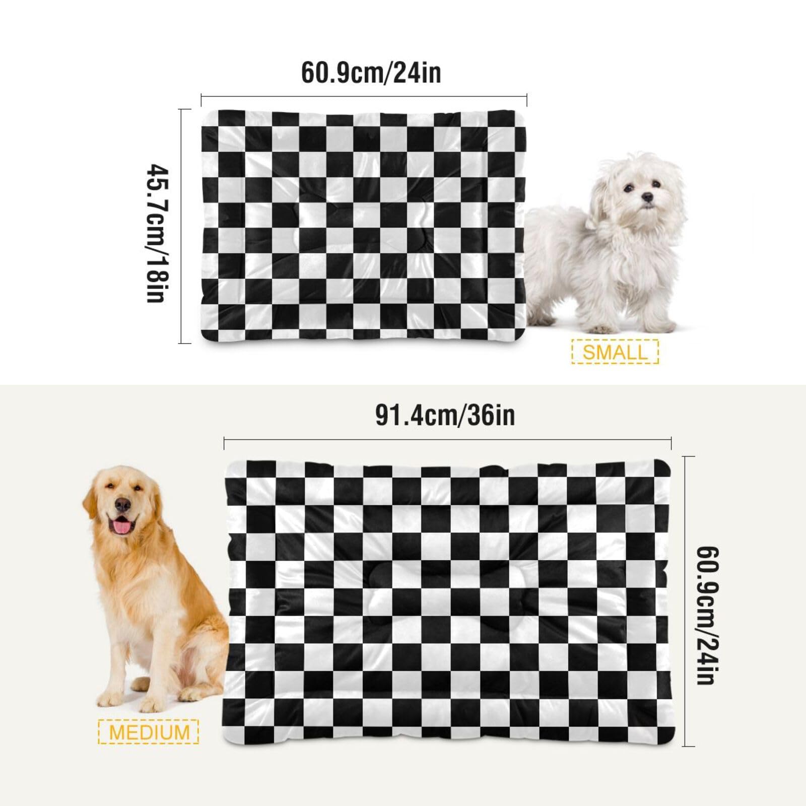 Coikll Checkerboard Dog Bed Pad - Soft, Anti-Slip, Machine Washable, 36'' x 24'', Polyester