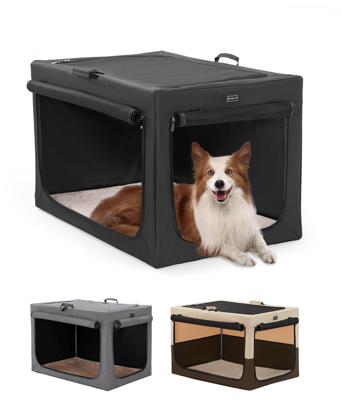Petsfit 36Inch Dog Crates For Medium Dogs With Thicken Plush Mat-36Inch Foldable Design + Adjustable The Tightness Of The Cloth,