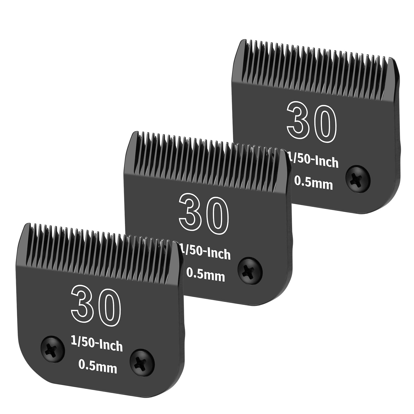 Yaziyir 3 Packs 30# Detachable Dog Grooming Steel Blades,Compatible With Andis,Oster A5,Wahl Km-10 Series,Cut Length 1/50'' 0.5M