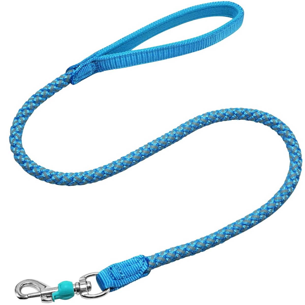 Mycicy 2ft 3ft 4ft 6ft 10ft Reflective Dog Leash - Heavy Duty Nylon Rope Braided, Safety Lock & Soft Handle for All Dogs (Night 