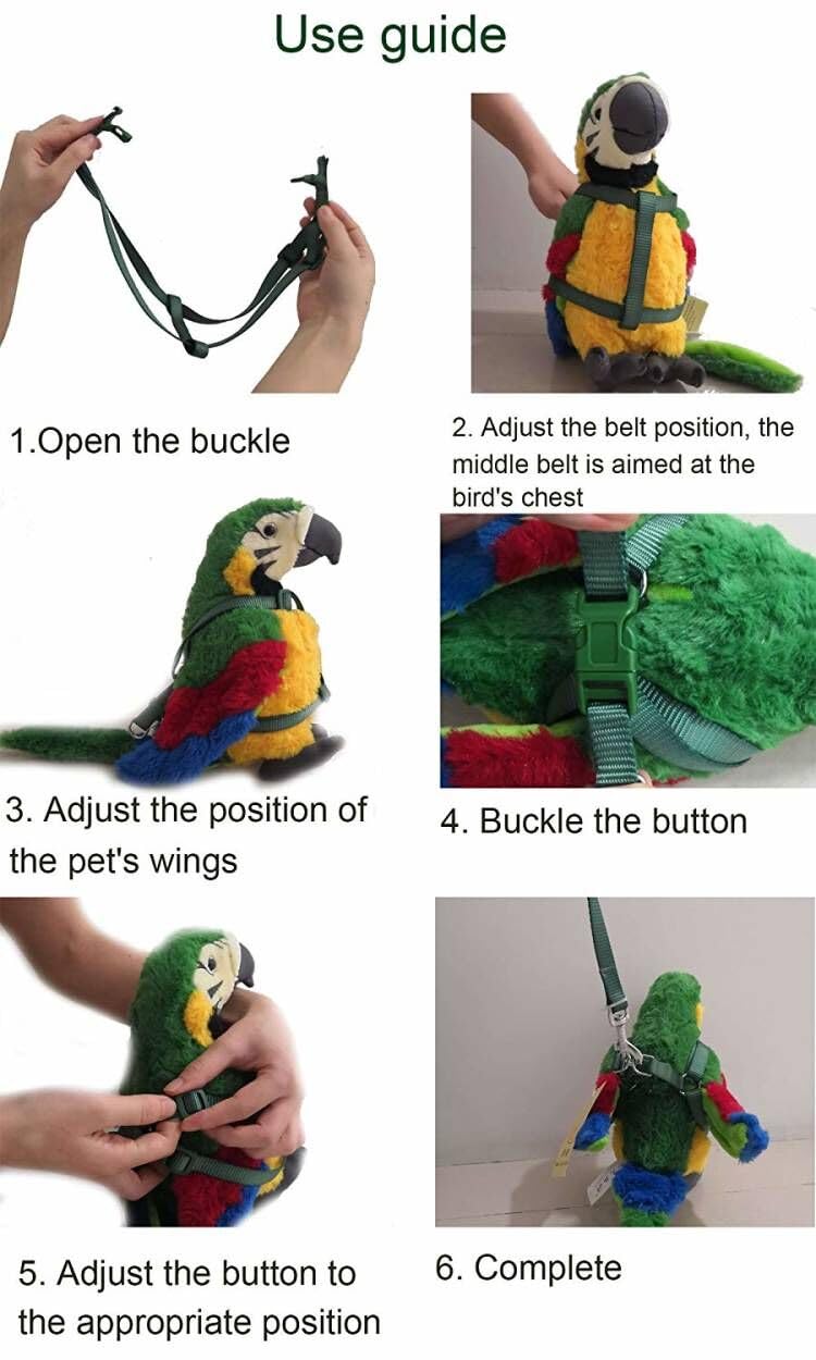 Hypeety Pet Bird Harness And Leash With Buckle Adorable Rainbow Design Safe Parrot Leash Pet Harness Outdoor Adjustable Anti Bite Training Rope For Macaw Large Size Bird (1.5Cm × 47.24In)