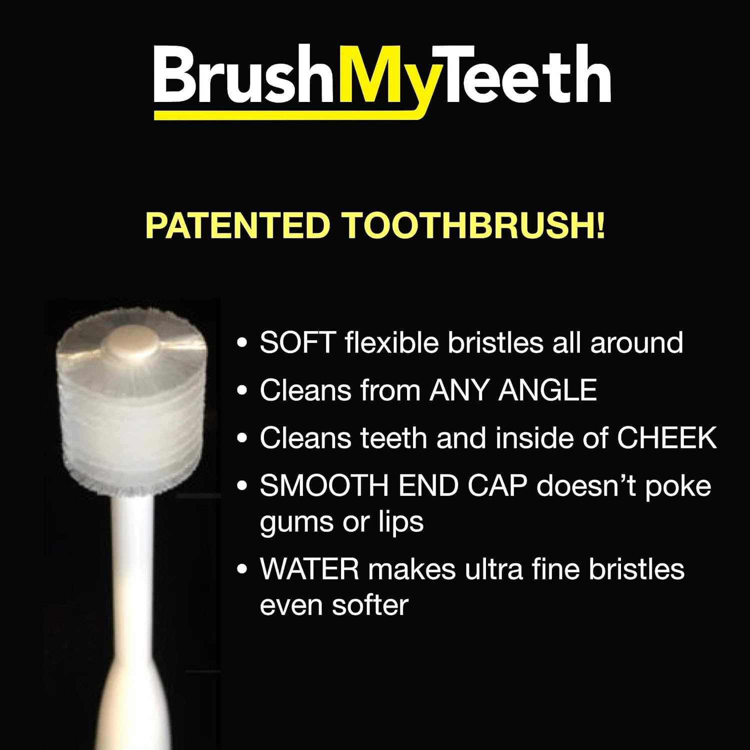 Brush My Teeth Medium Dog Toothbrush - Rounded Brush Head -Soft Flexible Bristles- for Safe and Gentle Brushing for Doggie, Any