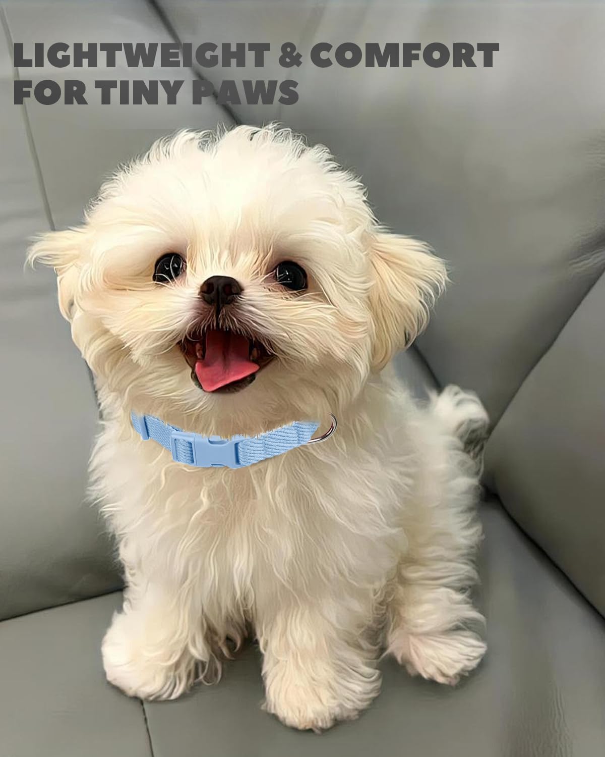 Dynmeow Soft And Breathable Cotton Dog Collar, Durable Adjustable Boy Pet Collar With Quick-Release Buckle, Lightweight For Sens