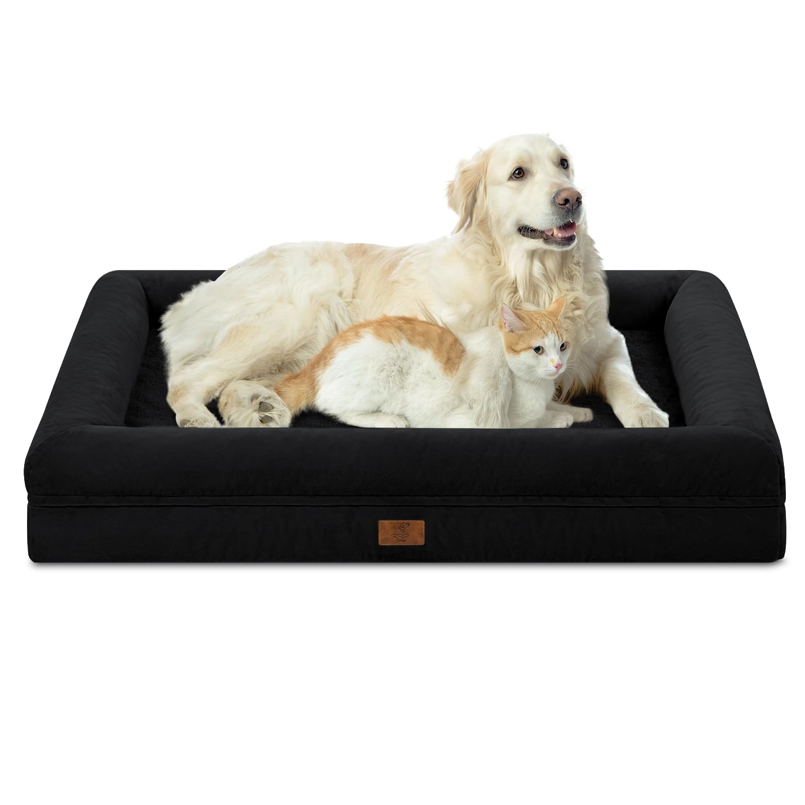 Yiruka Xlarge Dog Bed, Black Orthopedic Dog Bed, Waterproof Dog Bed With Removable Cover, 4-Sides Removable Bolster Dog Soft Sof