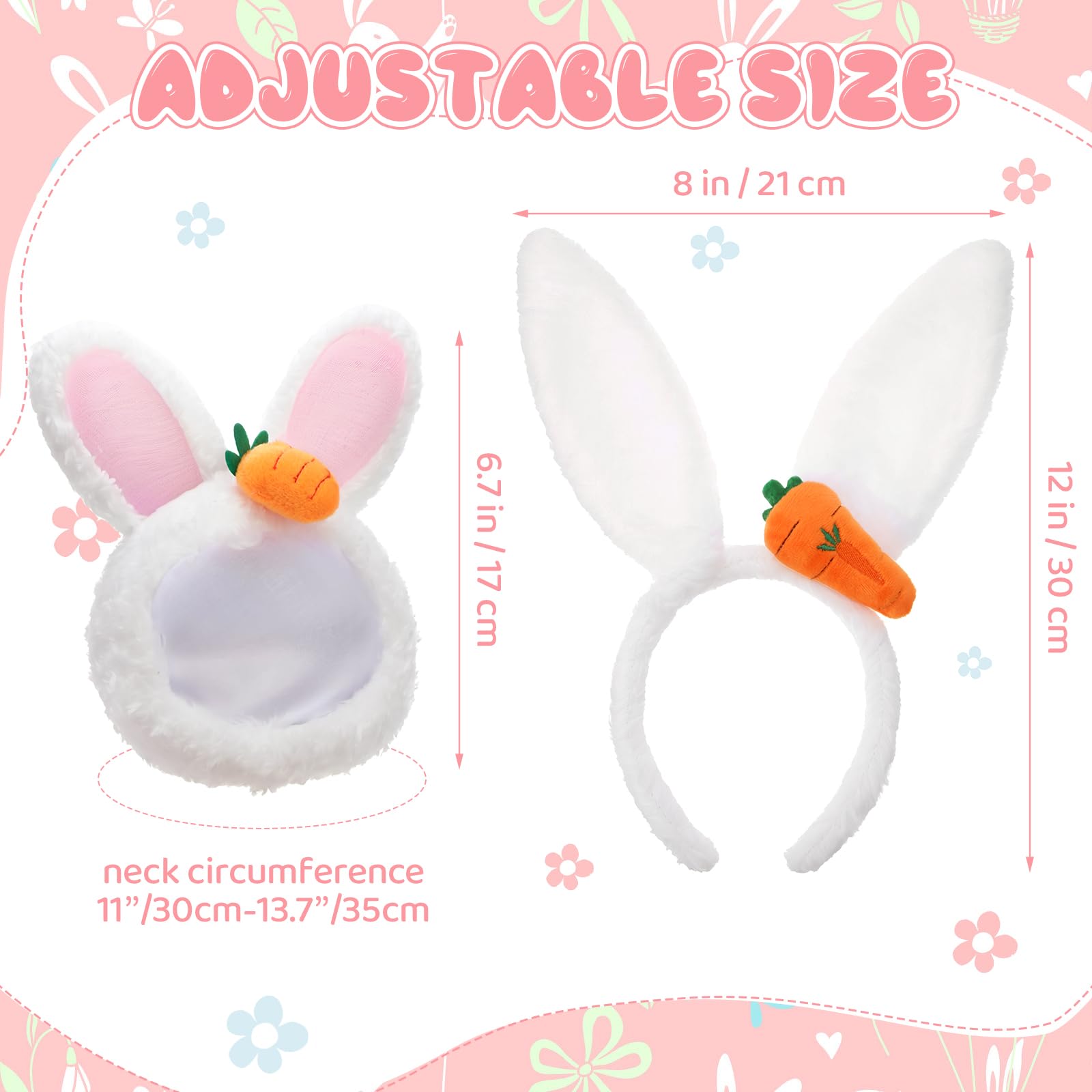 Weewooday 3 Set Dog Bunny Ears Easter Costume, Dog Headband Cat Rabbit Ear Hat Cute Pet Bow Collar Puppy Plush Tail For Pet East