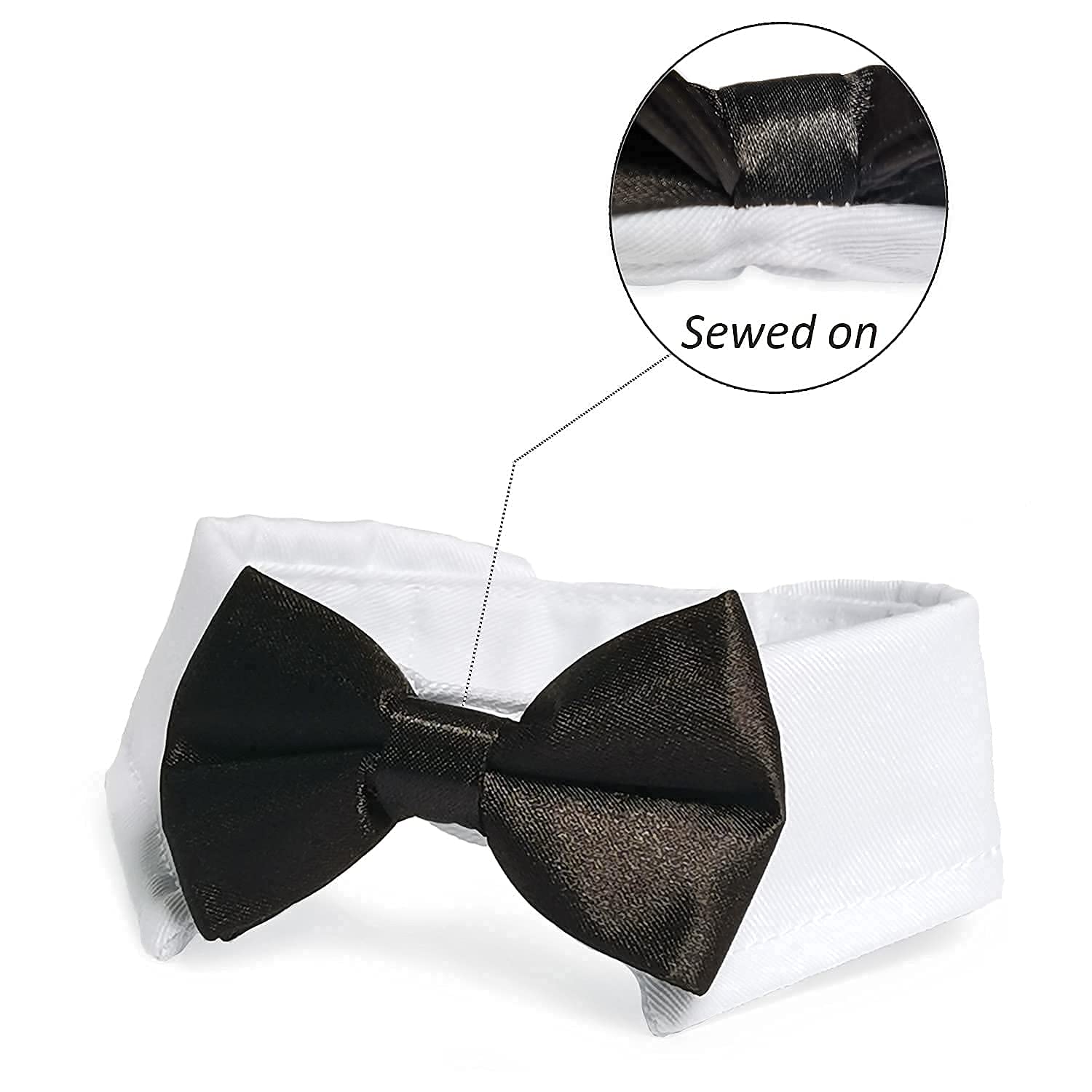 Cat Tuxedo Collar, Koolmox Black Dog Bow Tie With Handcrafted Adjustable Suit White Collar, Formal Puppy Bow Tie Tux Collar For Small Boy Pets Weddings Birthday Easter Photography Grooming Bows