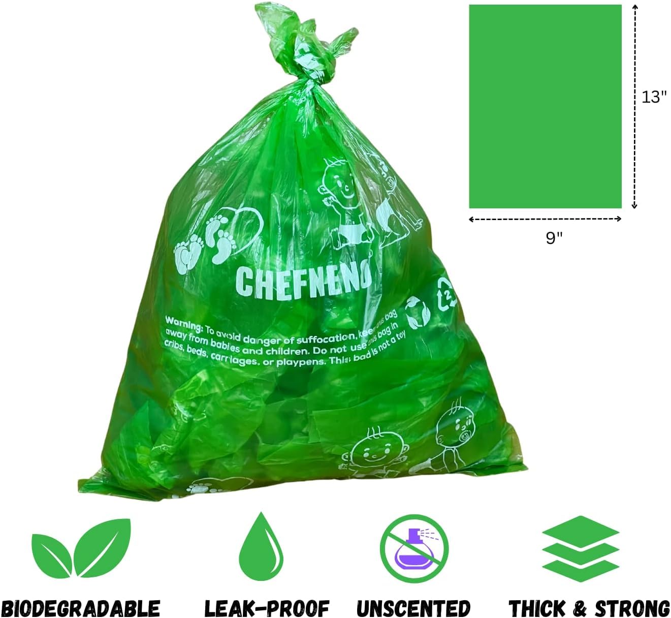 Baby Diaper Disposable Bags Biodegradable 11 Refill Rolls With Dispenser (198 Bags) Diaper Sacks Disposable Dog Poop Waste Bags