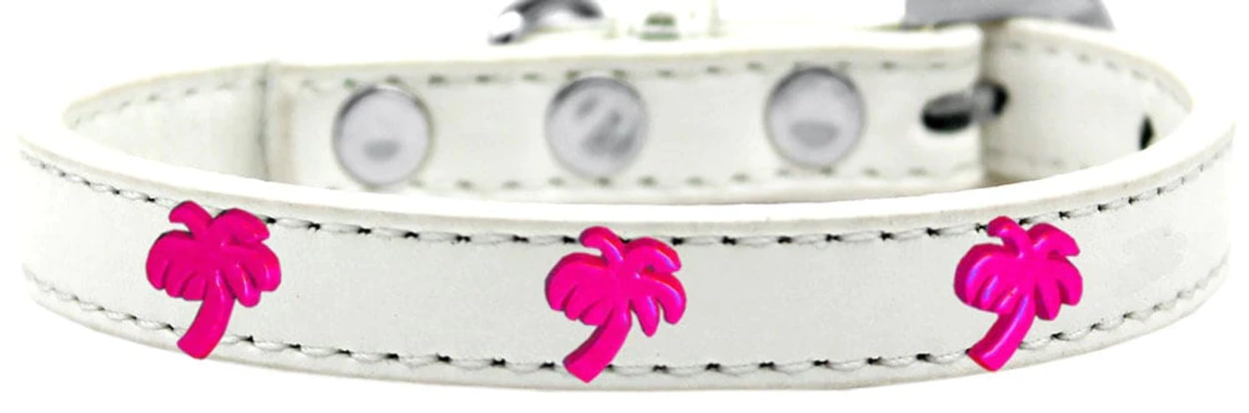 Dog, Puppy & Pet Widget Fashion Collar, Pink Palm Tree White 10