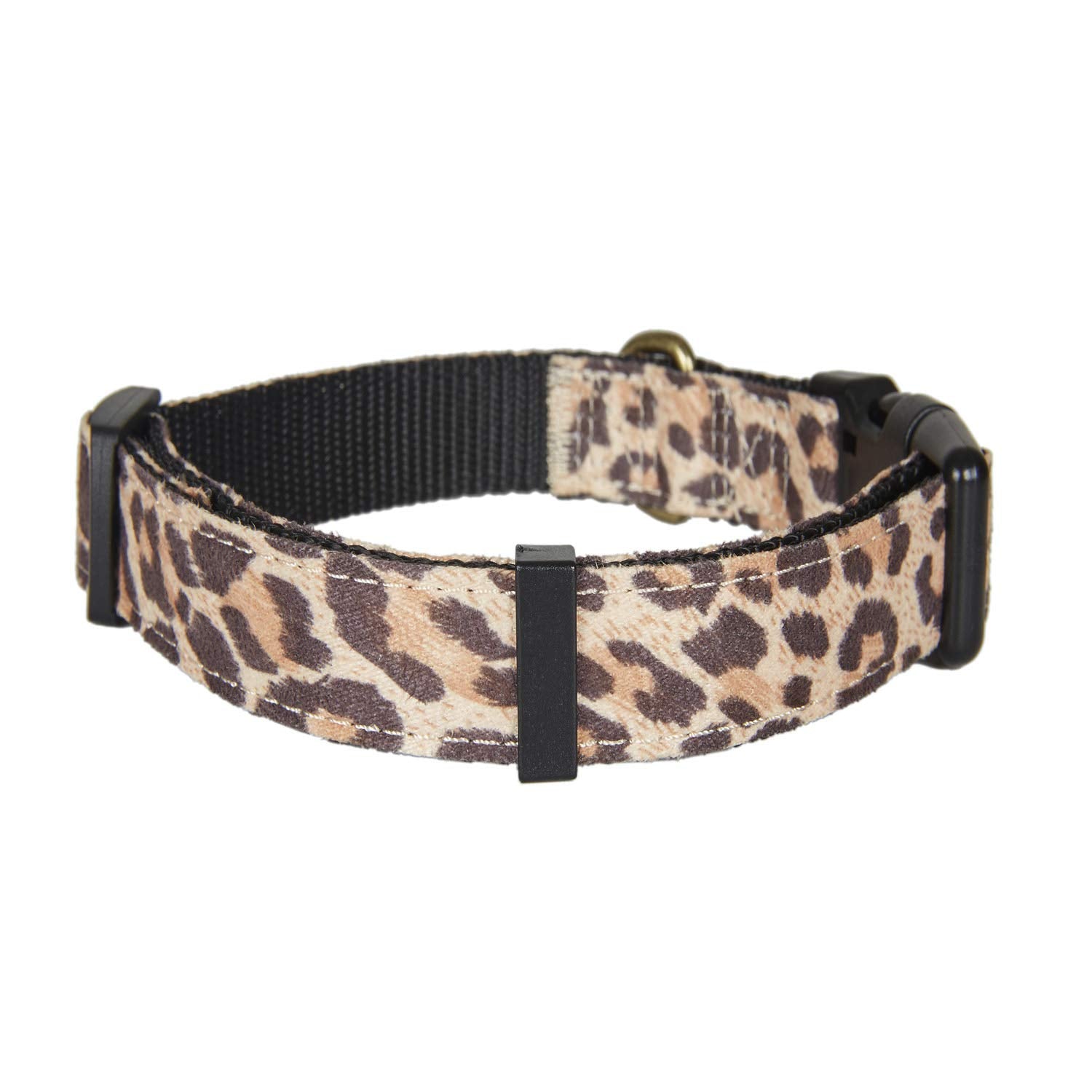 Petiry Dog Collar Animal Cheetah Pattern,Wear Resistant Fabric,No Fading,Comfortable and Durable for Puppy Medium Dogs(Neck:10''