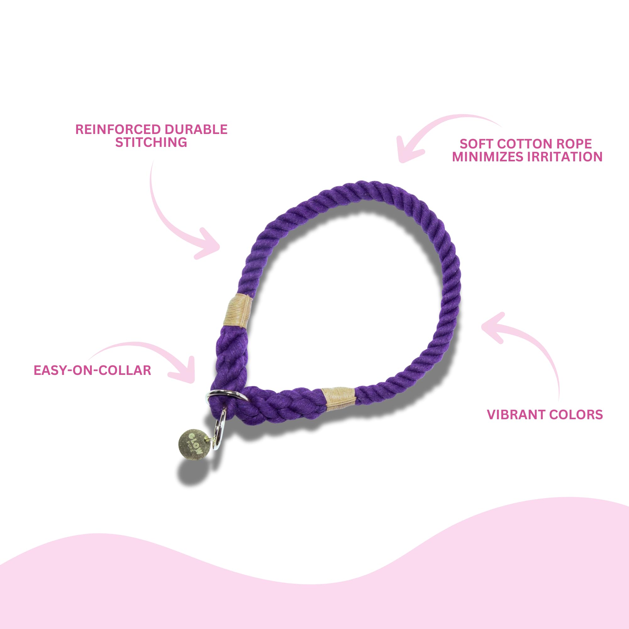 Glow Pups Slip Collar For Dogs, Durable Rope Construction With Ombre Design, Adjustable Fit For Medium And Large Breeds, Easy Ca