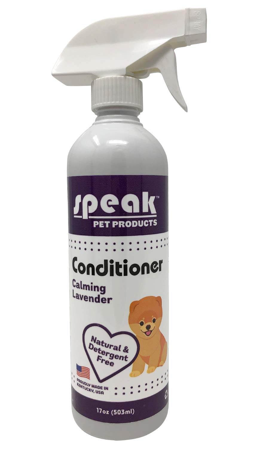 Speak Pet Products Natural Leave-In Conditioning Spray, For Dogs, Calming Lavender, 17Oz