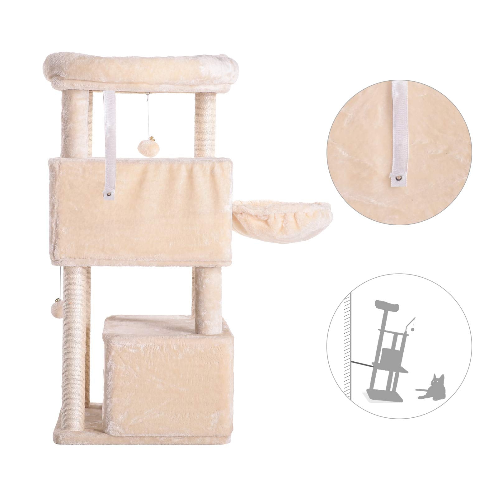Hey-Brother Cat Tree,Multi-Level Cat Condo For Large Cat Tower Furniture With Sisal-Covered Scratching Posts, 2 Plush Condos, Big Plush Perches Mpj011M