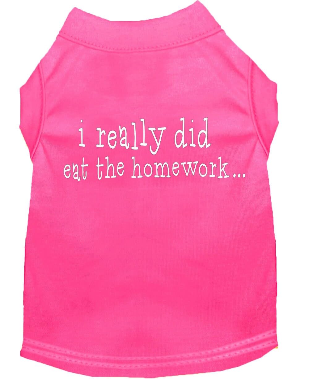 Mirage Pet Products I Really Did Eat The Homework Screen Print Shirt for Pets, Small, Bright Pink