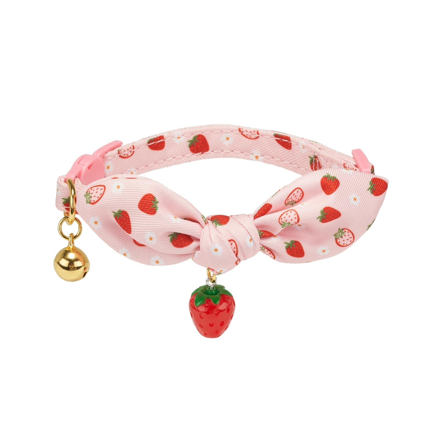 Petiry 2 Pack Cotton Cat Collar, Removable Bowtie, Floral Pattern, Safety Breakaway Clasp, Adjustable For Cats.(Adult Cat, Bee+S