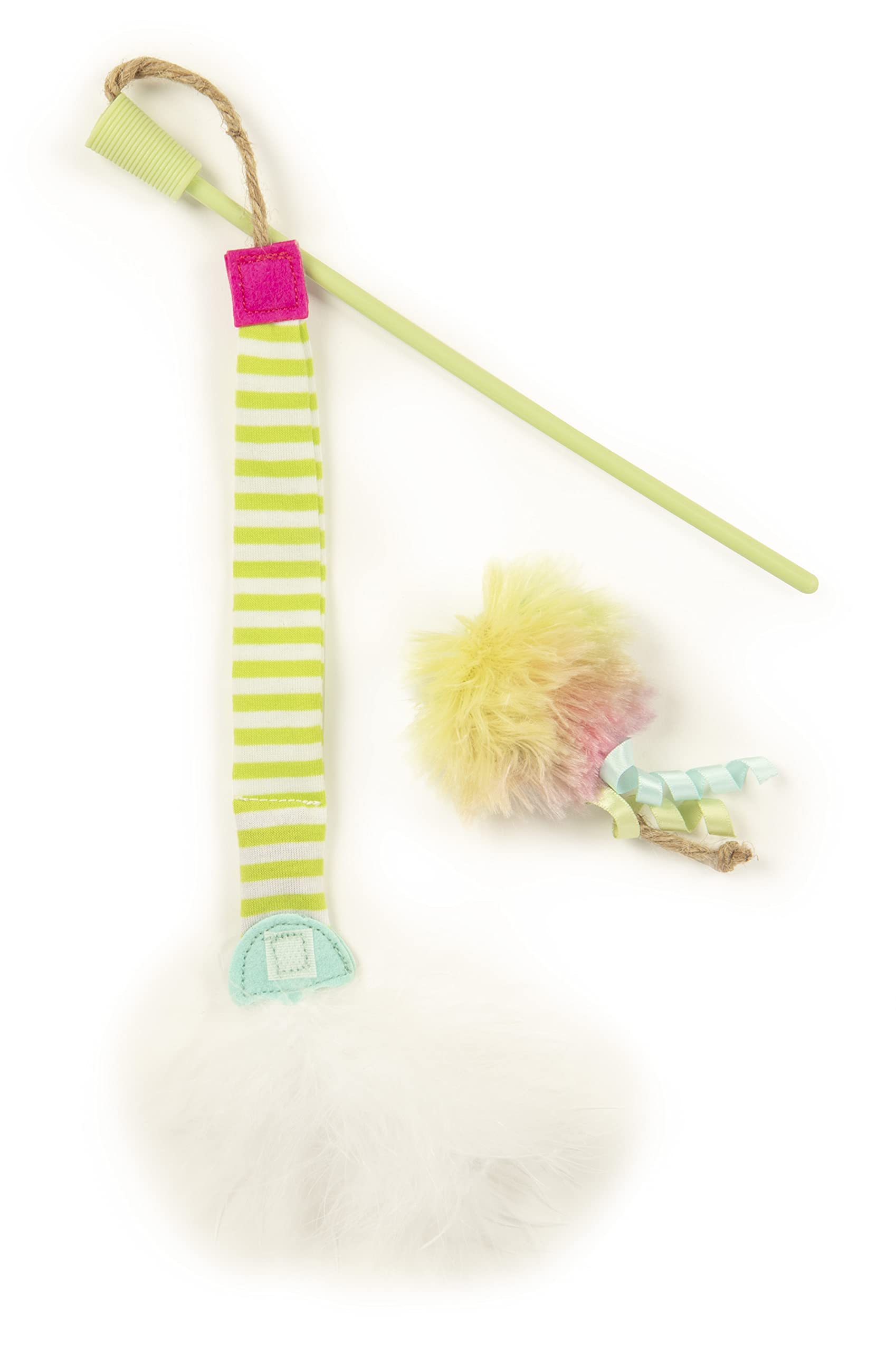 Smartykat Silly Swinger Plush Wand Cat Toy, Includes Catnip Toy - Green, One Size