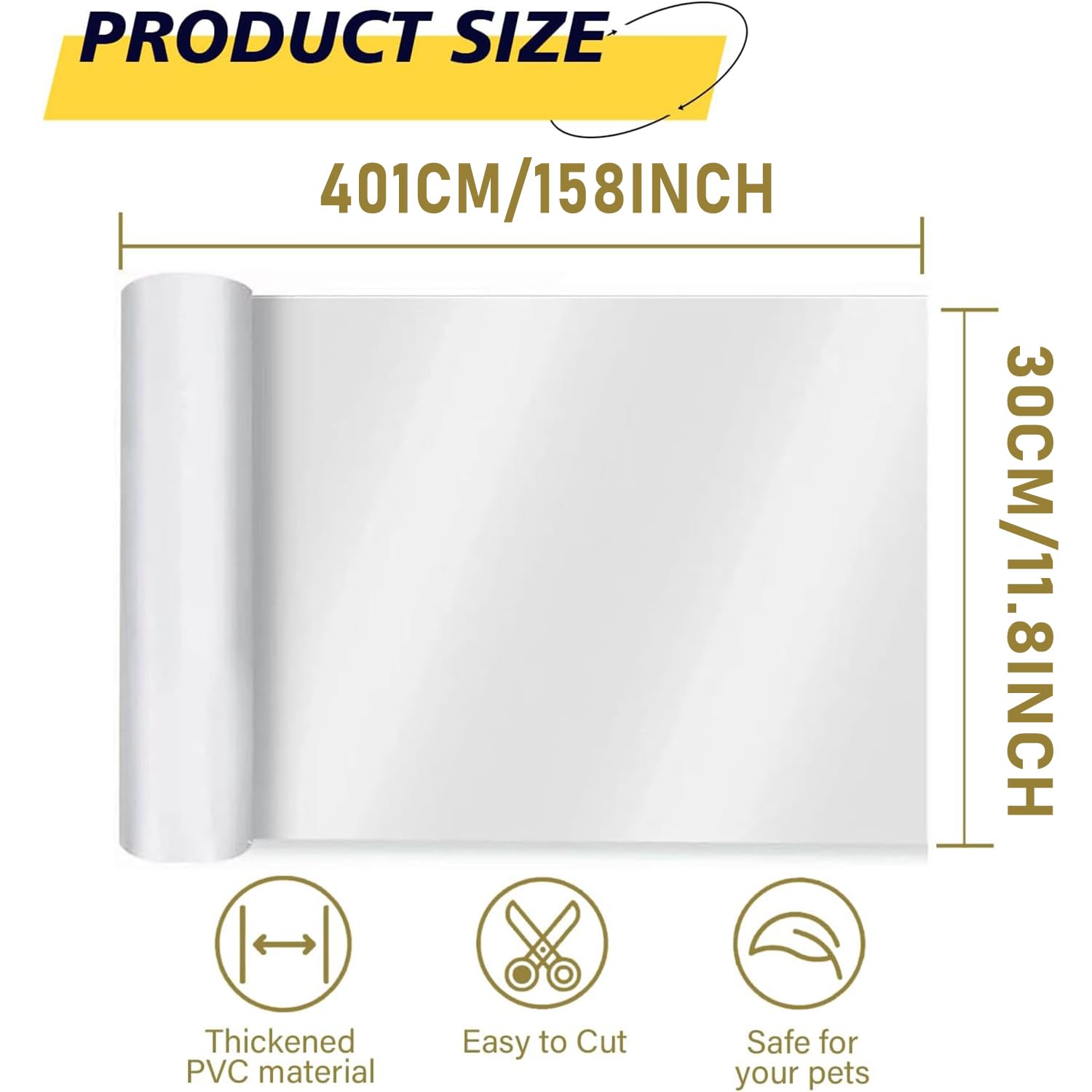 Yongjoy Anti-Cat Scratch Furniture Protector, Flexible Sticky Couch Corner Guard, Thicken Vinyl Cat Scratch Tape (158' X 11.8'