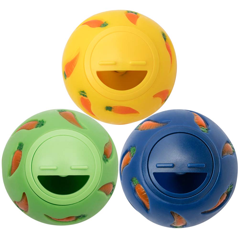 Niteangel Treat Ball, Snack Ball For Guinea Pigs, Rabbits, Hedgehogs And Other Small Pets (Small, Yellow, Blue & Green)