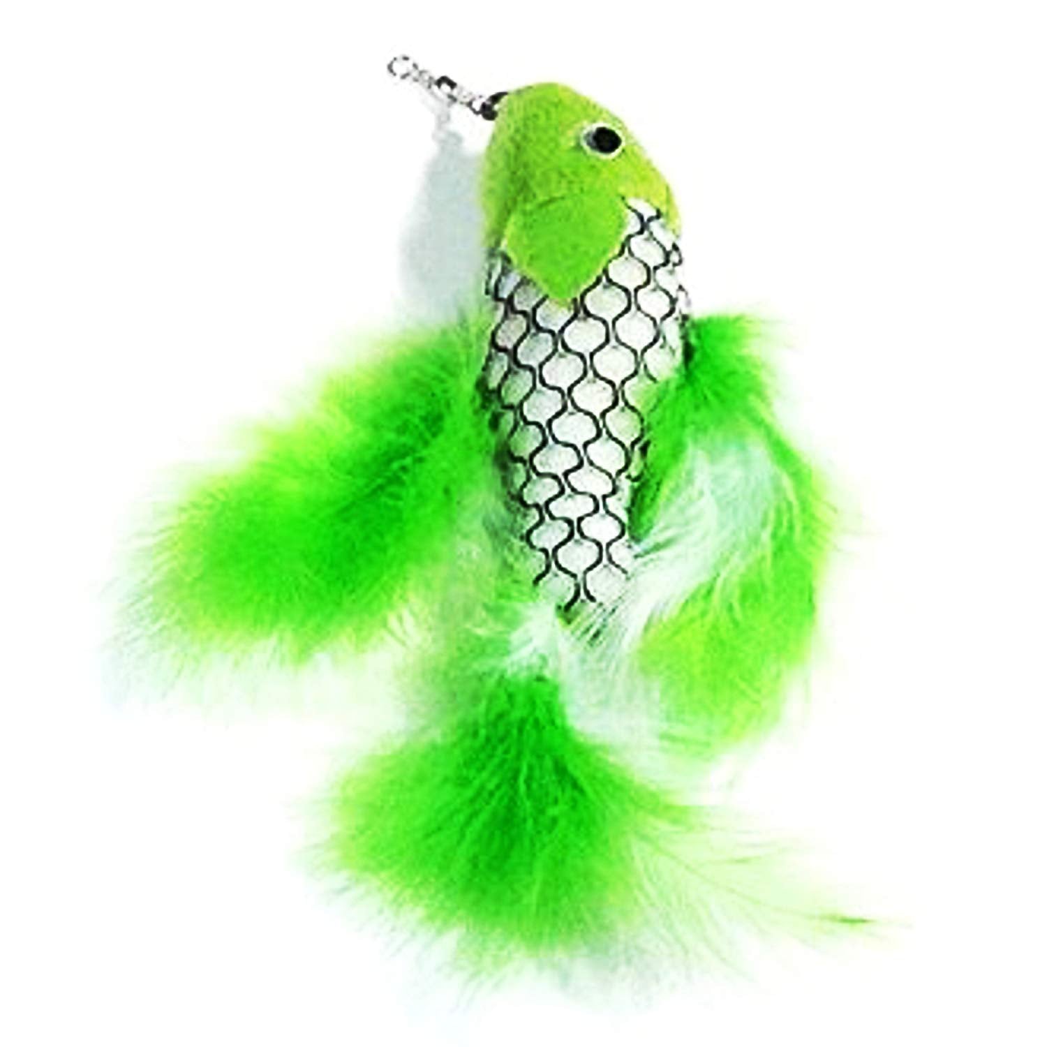 Pet Fit For Life - Retractable Feather Wand For Cats - Durable Interactive Cat Toy, Teaser Fishing Pole With Feather Lures - Fun Kitten Play Wand, 2 Feathers With String And Flying Fish Attachment