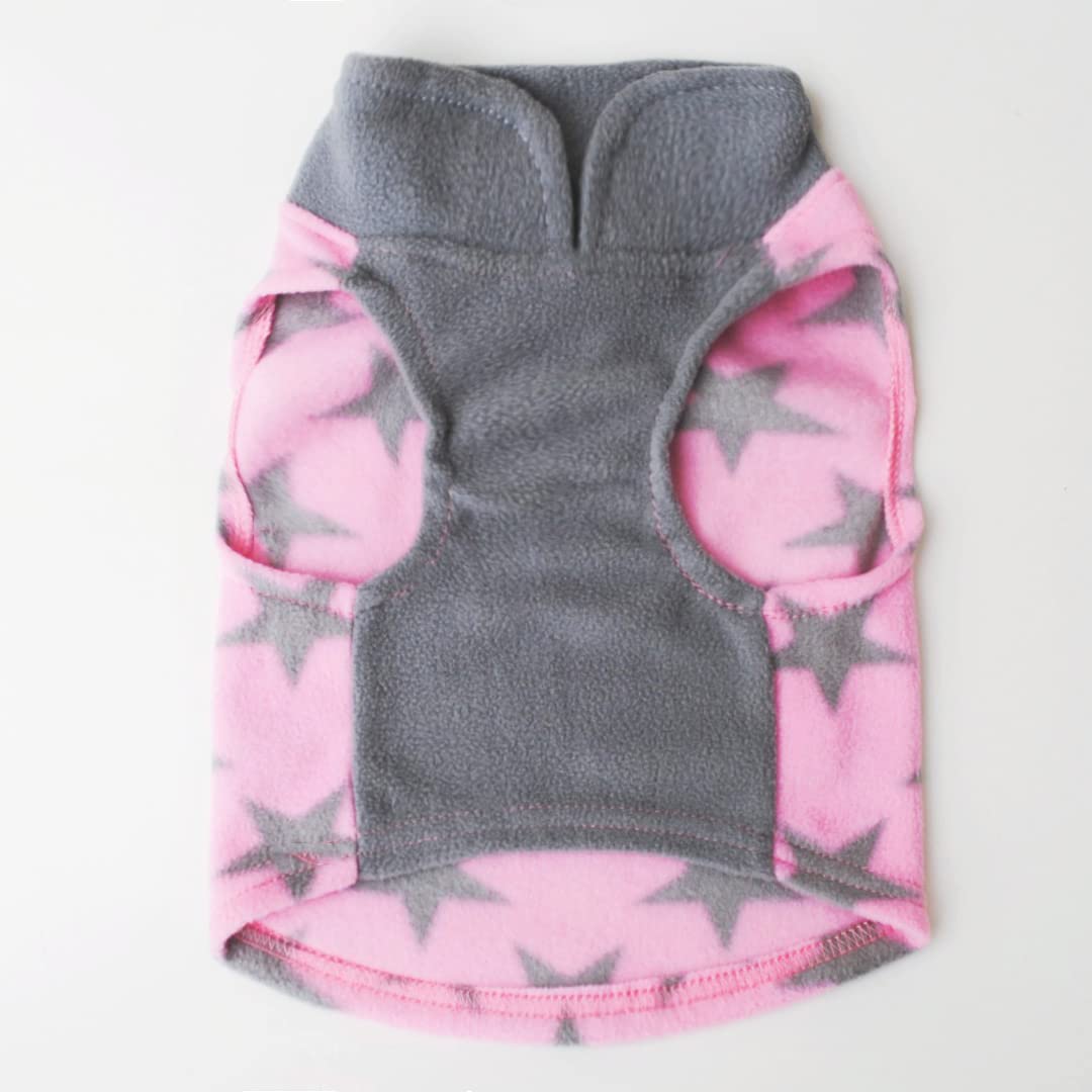 Pixriy Dog Sweater, Soft Fleece Vest With Leash Ring Pullover Jacket Winter Pet Dog Clothes For Puppy Small Dogs Cats Teddy Chihuahua Yorkshire For Christmas (X-Large (Pack Of 1), Pink Star)