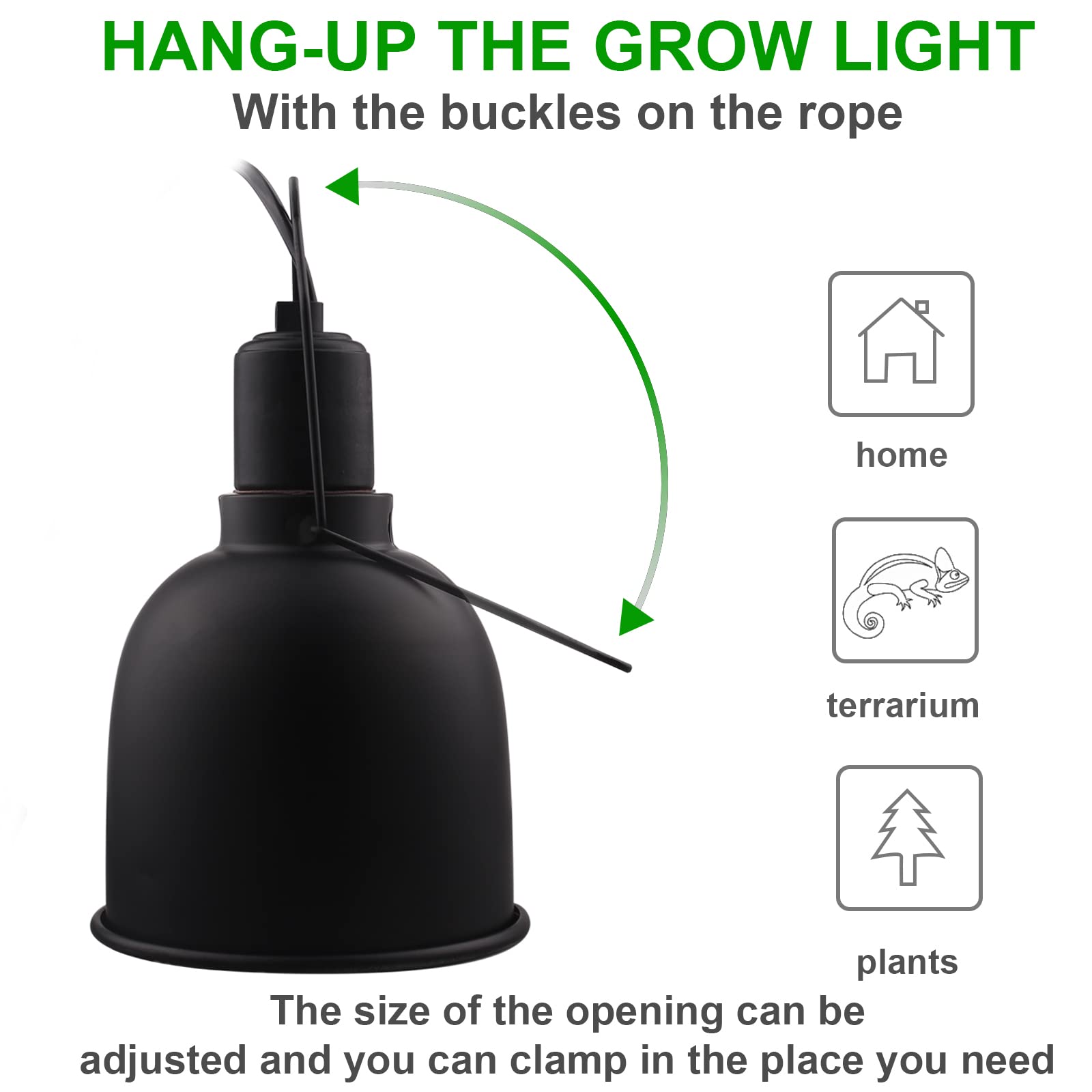 Aiicioo Reptile Light Fixture - Deep Light Dome 5.5Inch Uvb Reptile Heat Lamp Reptile Light Fixture Max 100W Tortoise Leopard Ge