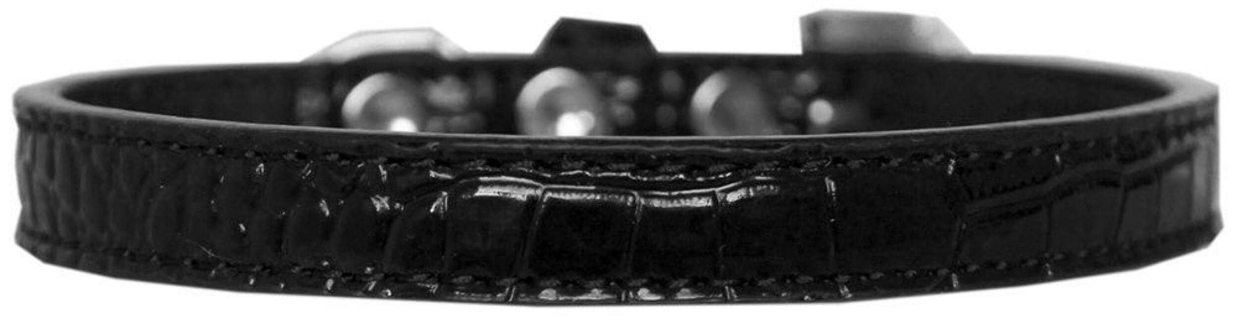 Dog, Puppy & Pet Designer Croc Collar, &quot;Wichita Plain 1/2&quot; Wide&quot; Silver 12