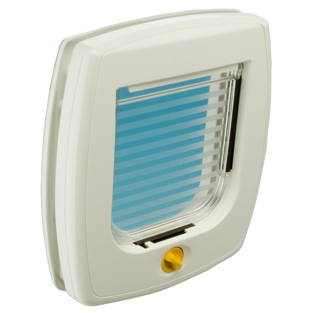 Ferplast Cat Door Swing 3'' W/ 4-Way Locking System | Universal Pet Door In White For Interior & Exterior Use Ideal For Small Ca