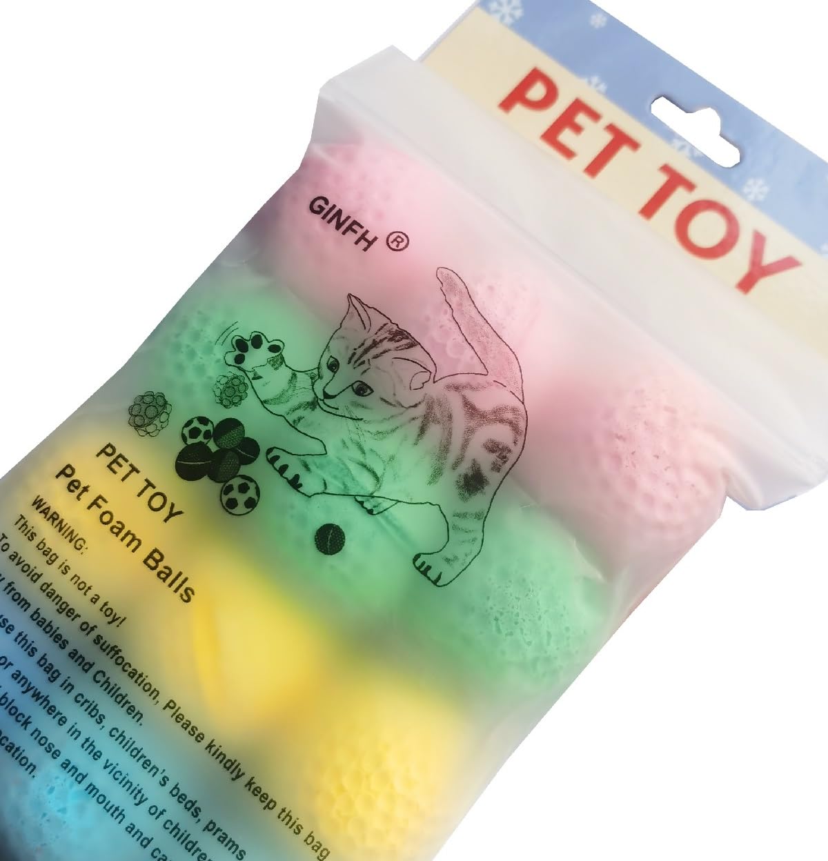 Ginfh Cat Golf Balls For Indoor Kitten Toys - Interactive Sponge Foam Soccer Balls (Mixed)