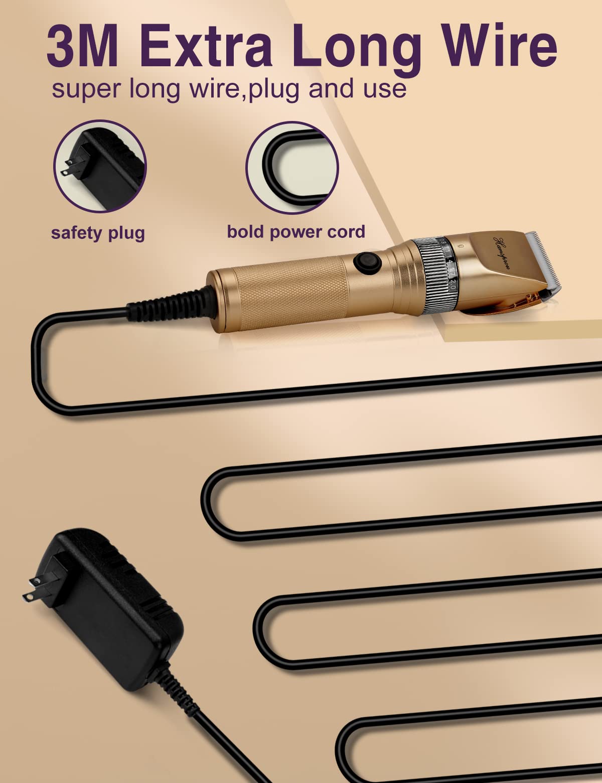 Hansprou Dog Grooming Clippers, Professional Dog Clipper For Thick Coat 12V Plug-In Pet Trimmer High Power Pet Clippers Low Noise With Guard Combs Brush For Dogs Cats And Other Animal