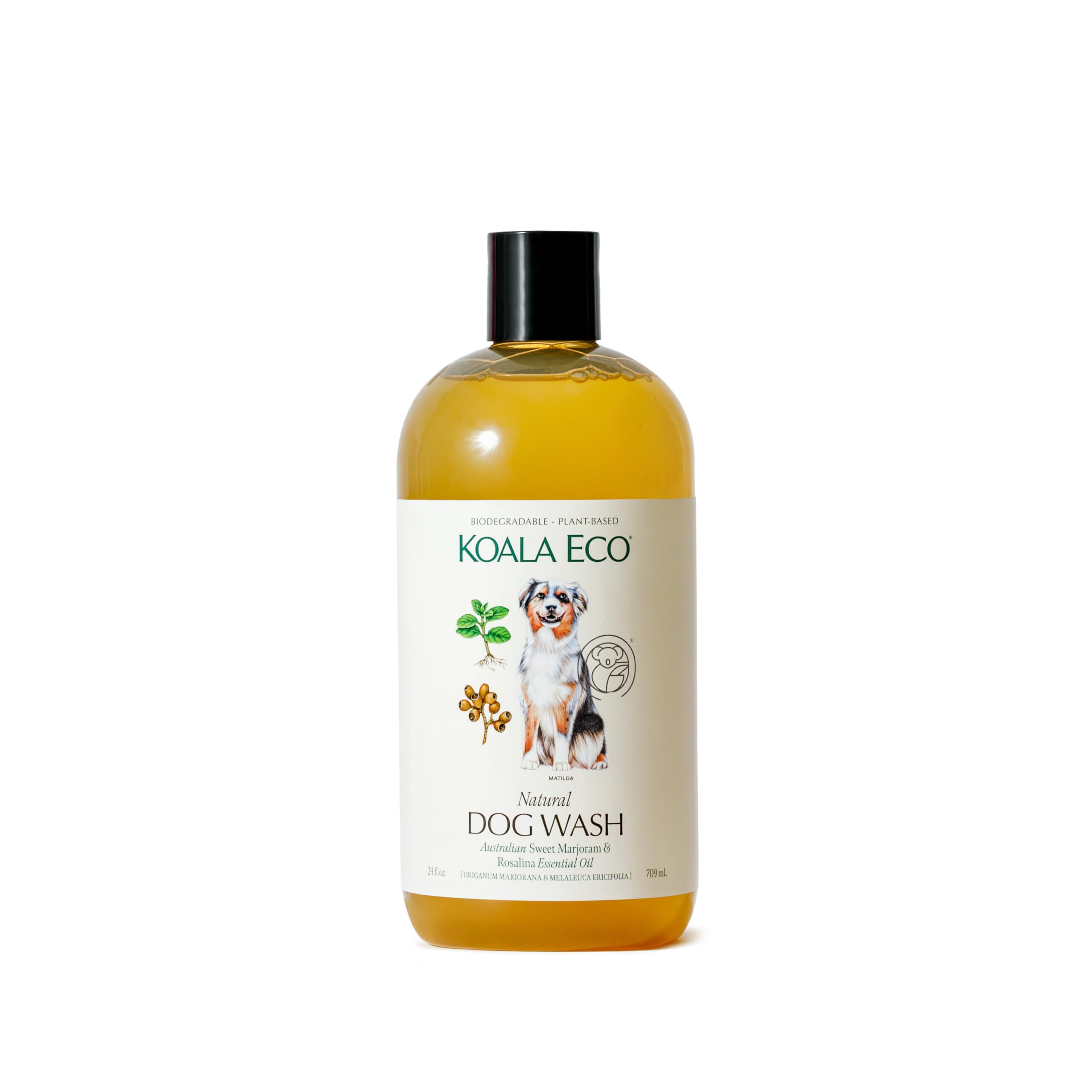 Koala Eco Natural Dog Cleaner, Plant Based Pet Shampoo, Hypoallergenic, Sweet Marjoram & Rosalina Essential Oil -16oz