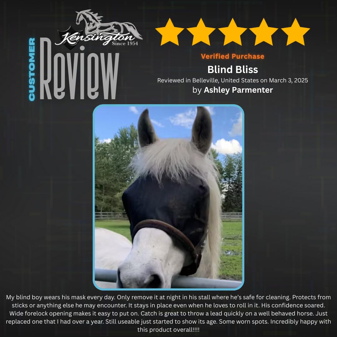 Kensington UViator CatchMask Horse Fly Mask with Web Trim UV Eye Protection Mask for Horse - Large, Atlantis