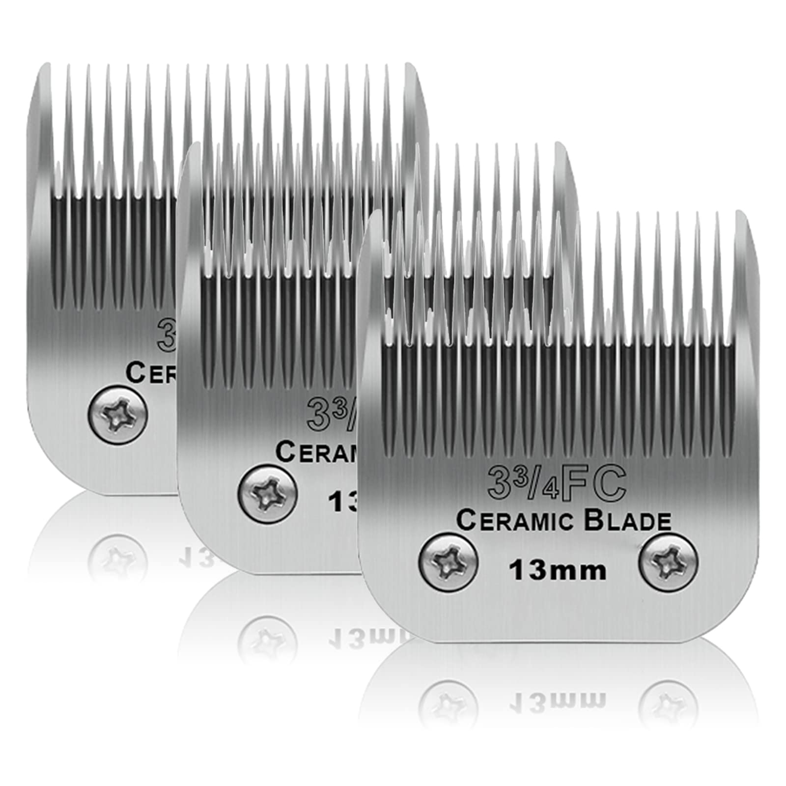 Dodaer 3 Pack 3-3/4Fc Detachable Pet Dog Grooming Ceramic Blades,Compatible With Andis,Oster A5,Wahl Km-10 Series,Size 3-3/4Fc B