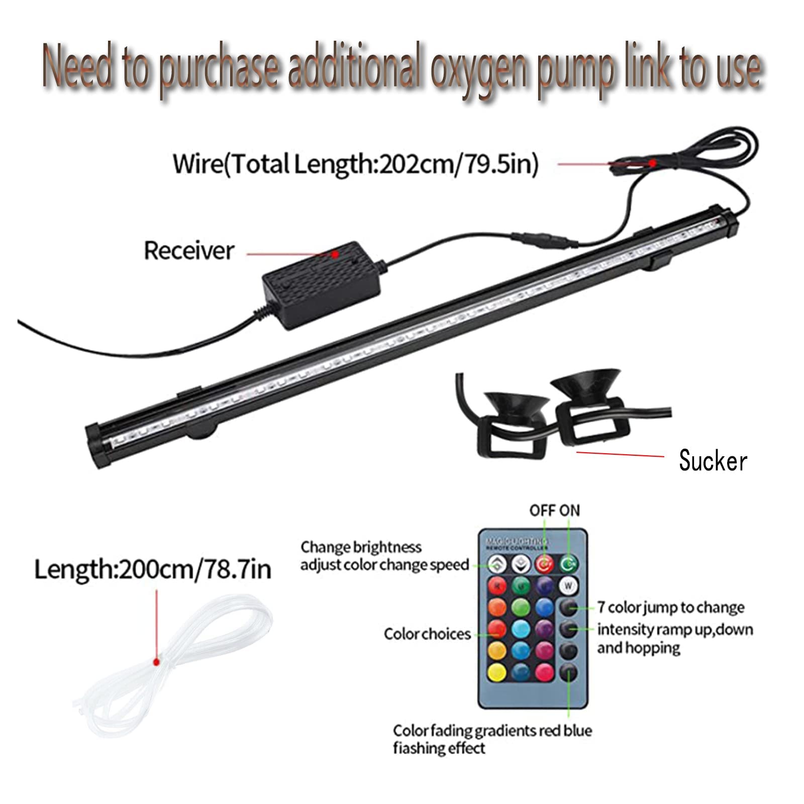 Hcdmre Led Air Bubble Light Aquarium Light Underwater Submersible Fish Tank Light Color Changing Making Oxygen Aquarium Tools,Us