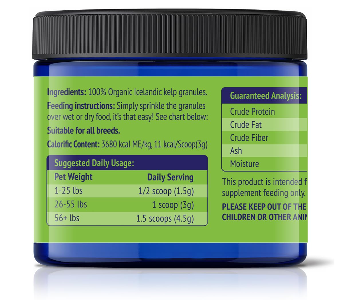 Dog Teeth Cleaning Powder, Dog Plaque and Tartar Remover, Bad Breath Treatment for Dogs with USDA Organic Sea Kelp Powder, Dog D