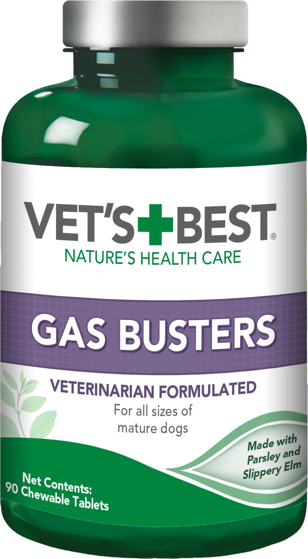 Vets Best Gas Busters Dog Supplements for Gas Relief and Digestion Aid, 90 Chewable Tablets, USA Made