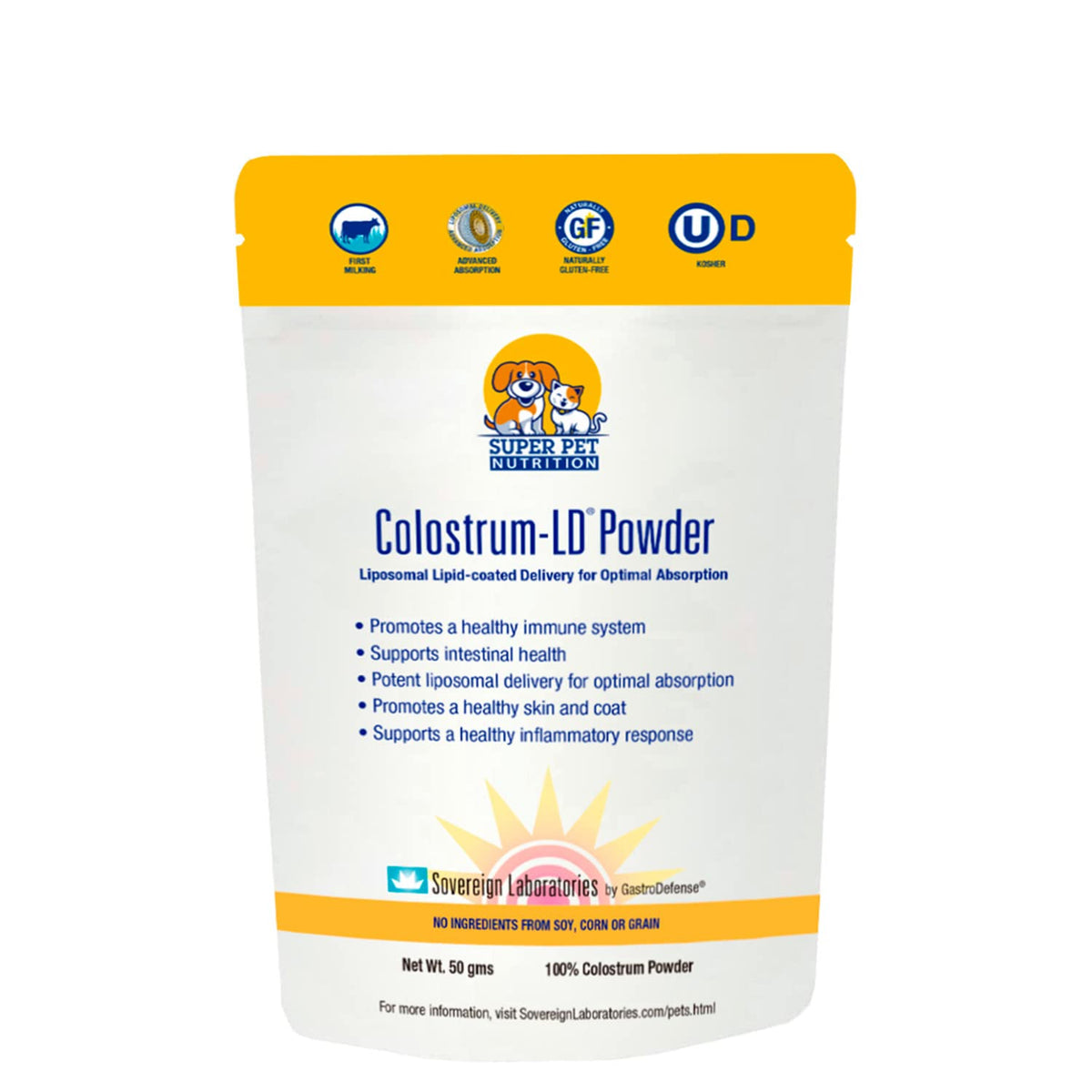 Veterinarian Approved Super Pet Nutrition - For Dogs And Cats - Liposomal Bovine Colostrum, Rich In Immunoglobulins (25%+), Support For Immune And Digestive Systems, Allergies (1.76 Ounces)