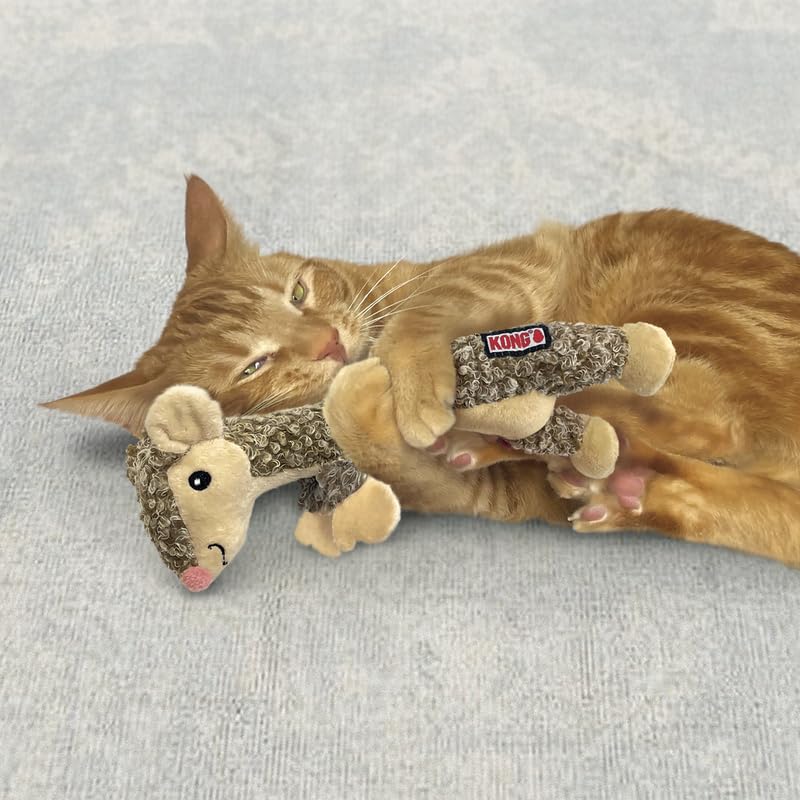 KONG Luvs Crinkle Textured Cat Toy Stuffed with Catnip (Mouse/Lizard Combo)