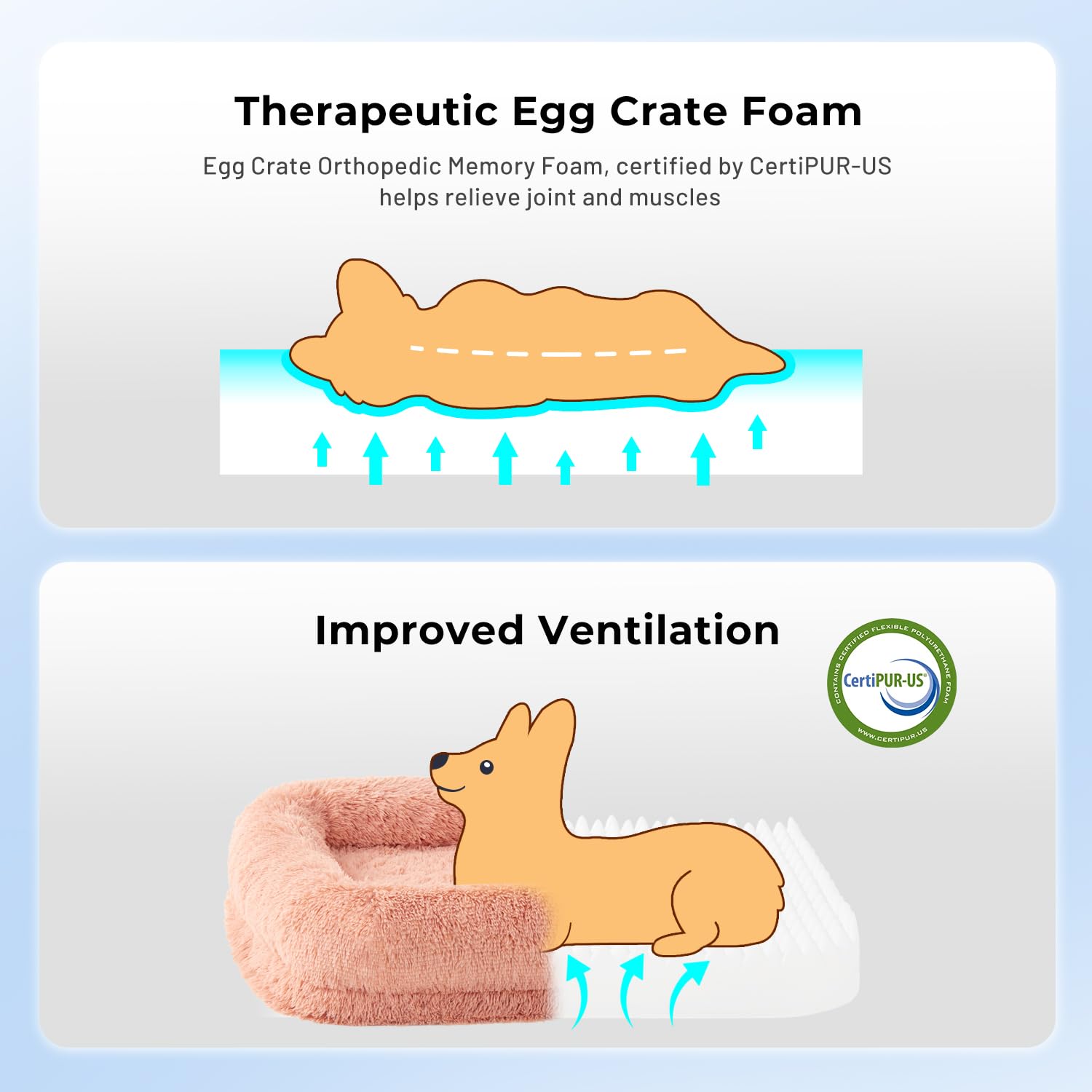 ZOMISIA Extra Large Dog Bed - Orthopedic 44"x32"x8" - Fluffy Waterproof Sofa with Washable Cover - Camel