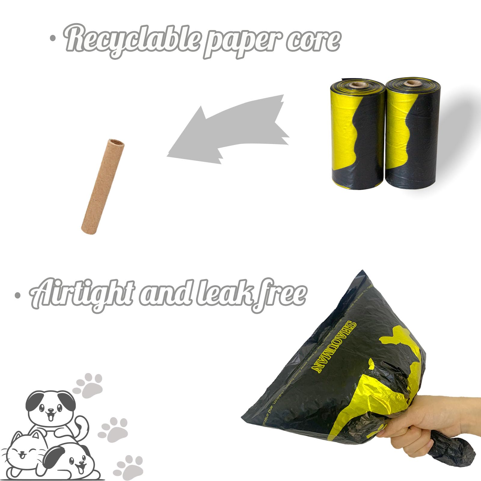 Shaouman Dog Poop Bags Holder For Leash|Dog Baggie Dispenser With 15 Leak-Proof Poo Bags For Leash On The Go For Walking Doggie