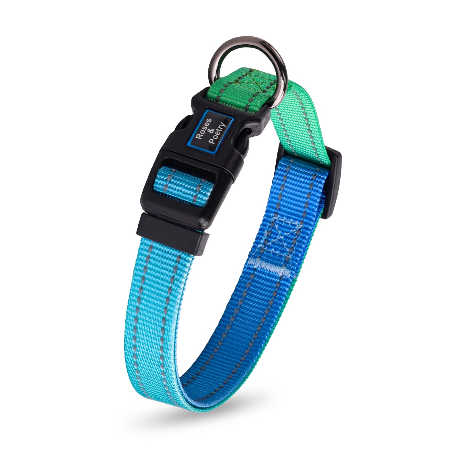 Roses&Poetry Small Dog Collar, Adjustable Personalized Durable Pet Collars For Small Medium Large Dogs (Bluegreen-S)