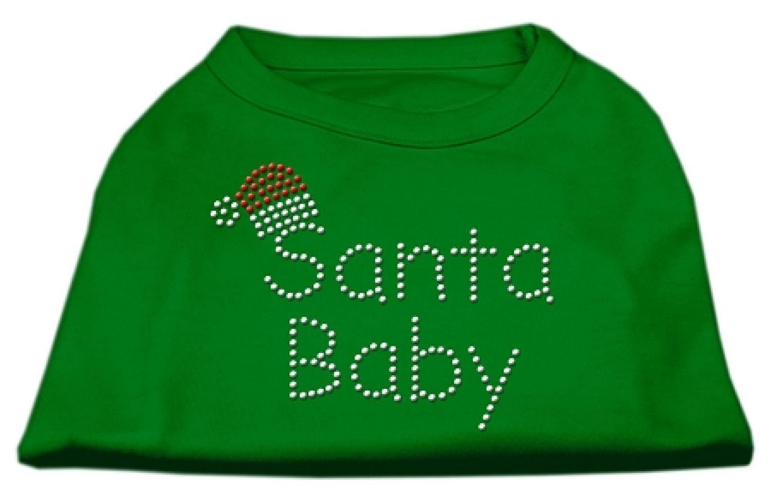 Christmas Pet Dog & Cat Shirt Rhinestone, 'Santa Baby' Emerald Green Xs (0-3 Lbs.)