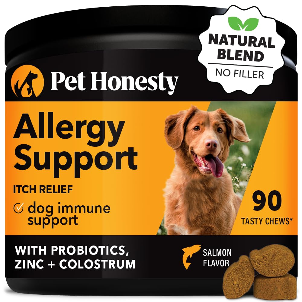 Pet Honesty Allergy Support Itch Relief for Dogs - Dog Allergy Relief Immunity Supplement - Dog Allergy Chews, Probiotics for Do