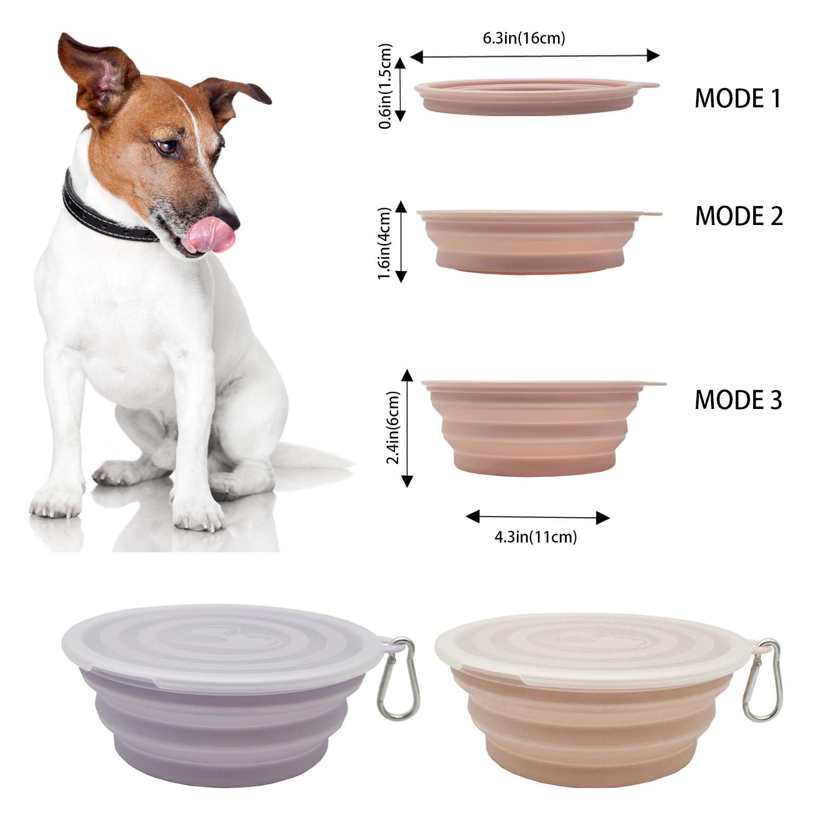 Medium Collapsible Dog Bowl 23Oz,2 Pack Portable And Foldable Pet Travel Bowls With 2 Carabiners & Lids For Dogs Cats And Small