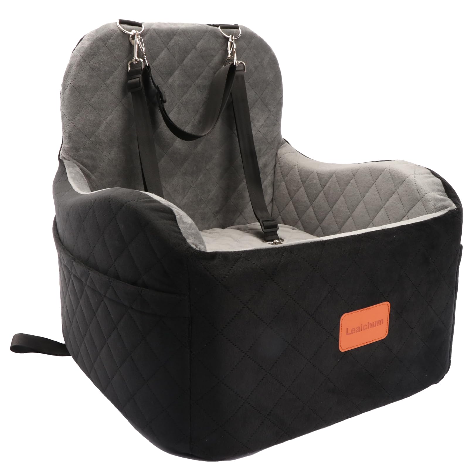 Lealchum Dog Booster Car Seat for Small/Medium Dogs,6in Memory Foam Elevated Cushion,Fully Detachable and Washable,2 Clip-On Saf
