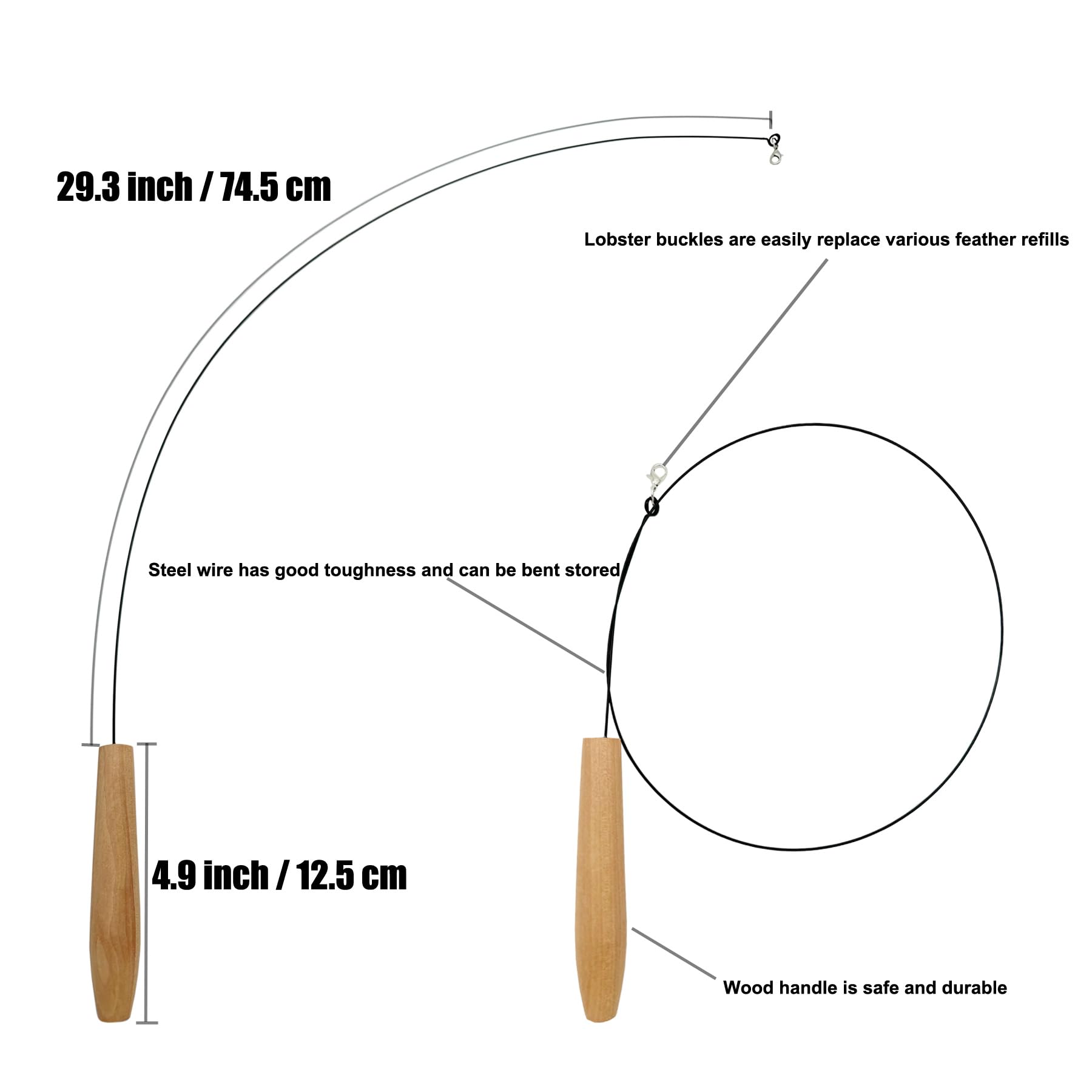 Cateneed Cat Wand Toy, 6 Pieces Interactive Cat Wand Bird Feather Toys For Indoor Cats Play Exercise