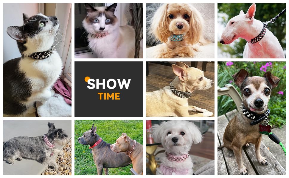 Serijoars Spiked Dog Collar Soft Pu Leather Mushrooms Rivet Spike Studded Dog Collar Adjustable Puppy Collars (S, White)