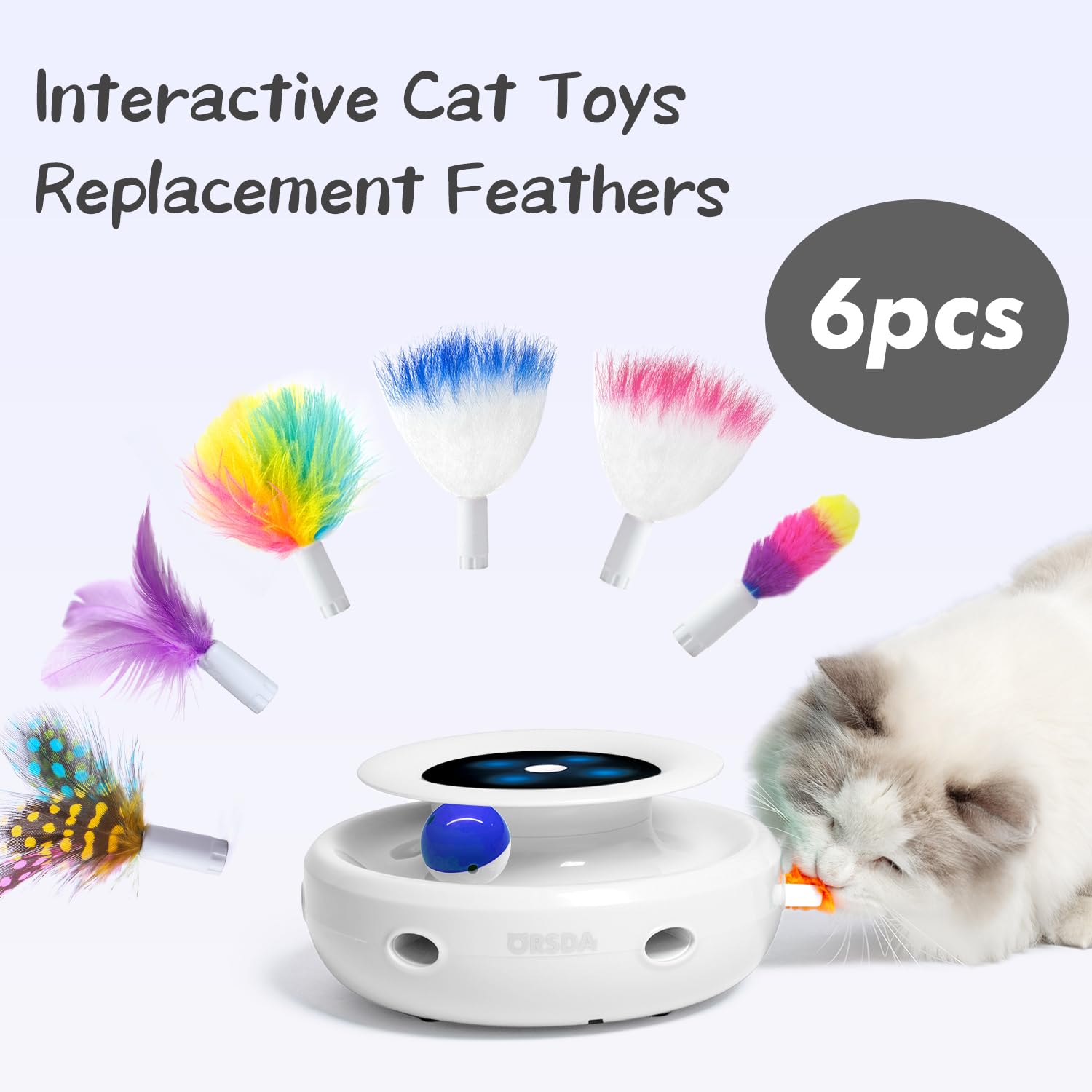 Orsda 6Pcs Feathers Replacement Only Interactive Cat Toys