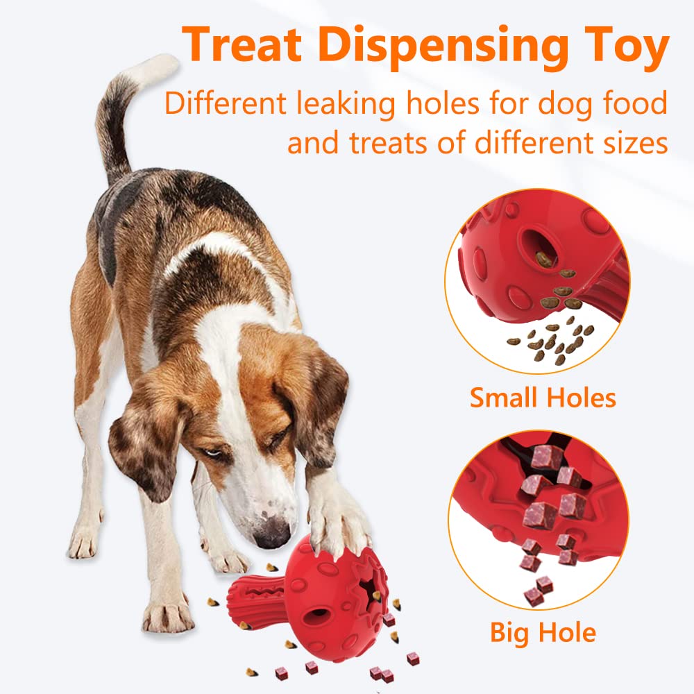 SCHITEC Dog Chew Toy for Large & Medium Dogs, Rubber Treat Dispensing Toy for Aggressive Chewers, Interactive Slow Feeder Tough