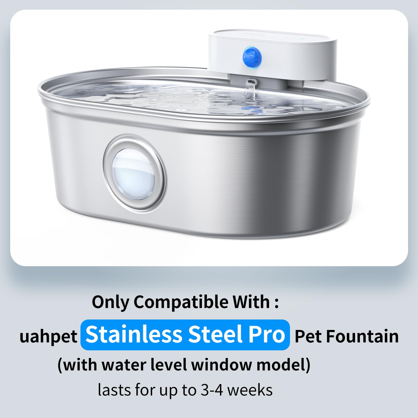 uahpet 6 Pack Replacement Filters & 8 Pack Replacement Filter Sponges for Stainless Steel Pet Fountain Pro (with water level win