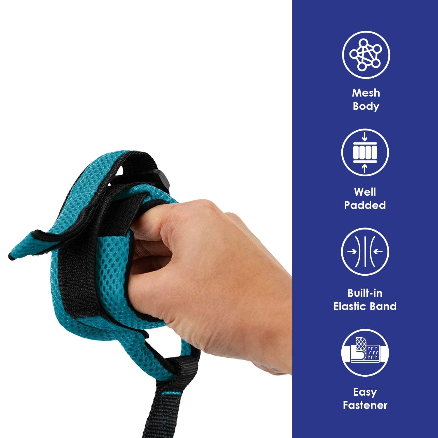 Gooby Soft Mesh Wrist Band Surfer Leash - Turquoise, 6 Ft - Comfortable Hands Free Leash With Elastic Band For Small, Medium And Large Dogs